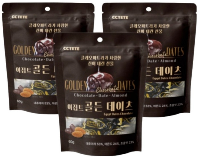 CCTETE 초코대추야자, 3개, 60g