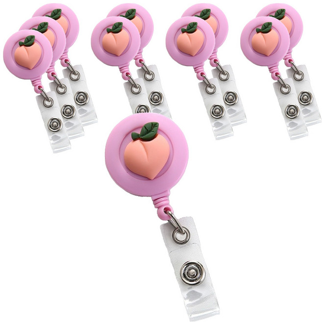 올라이크 아기자기한 사원증 간호사 릴홀더, 복숭아, 10개