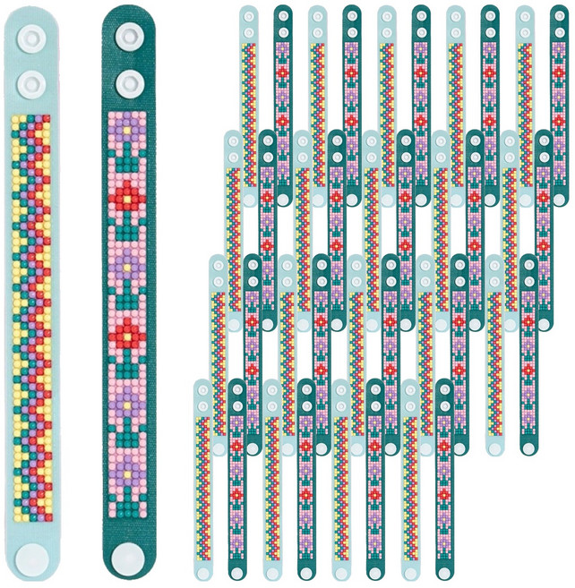 민화샵 보석십자수 팔찌 2종 세트 I250018B, 20세트, 지그재그꽃