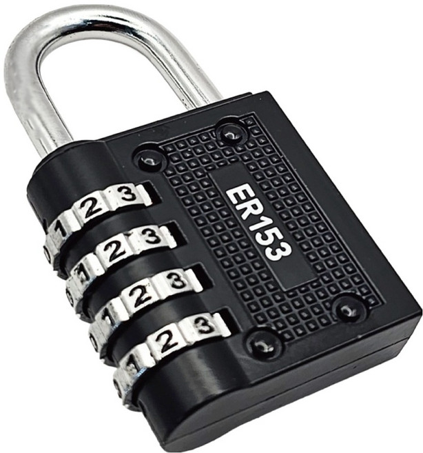 ER153 4단 다이얼 자물쇠 번호열쇠키 블랙 ER153KB, 1개