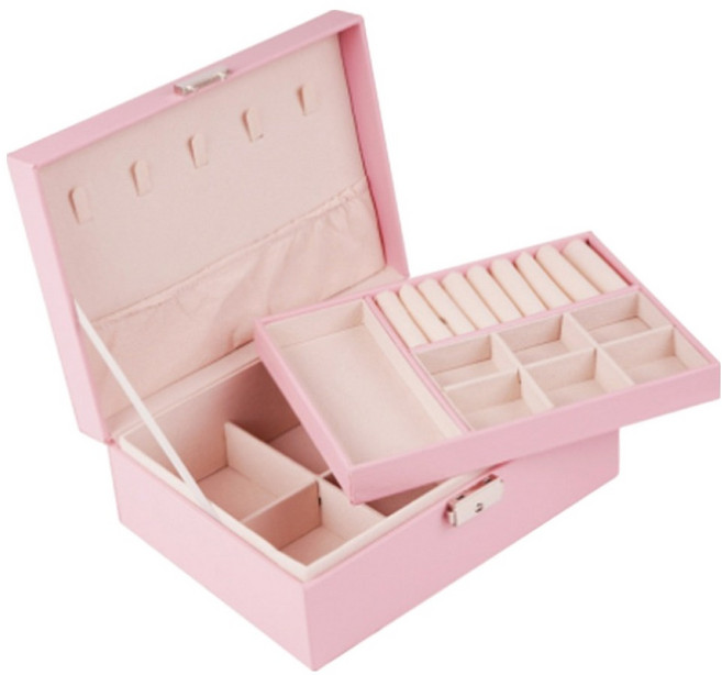 리브리카 2단 보석함 23 x 17 x 9 cm, 핑크, 1개