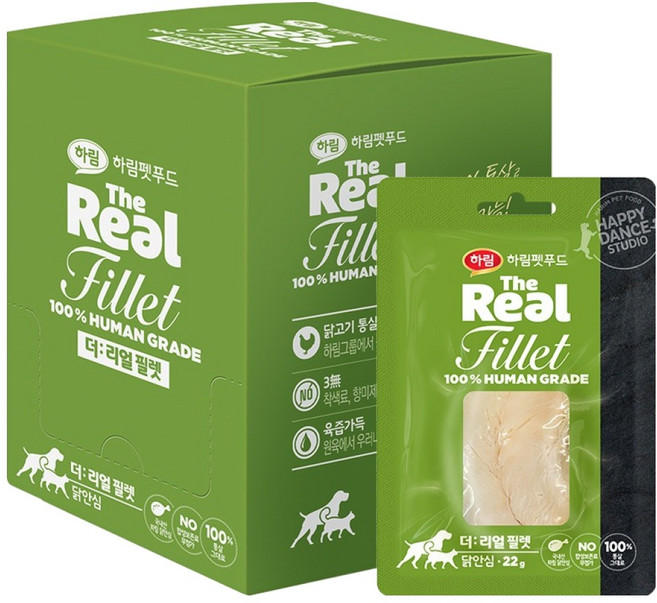 하림펫푸드 전연령 반려동물 더리얼 필렛 습식사료, 닭안심, 22g, 10개