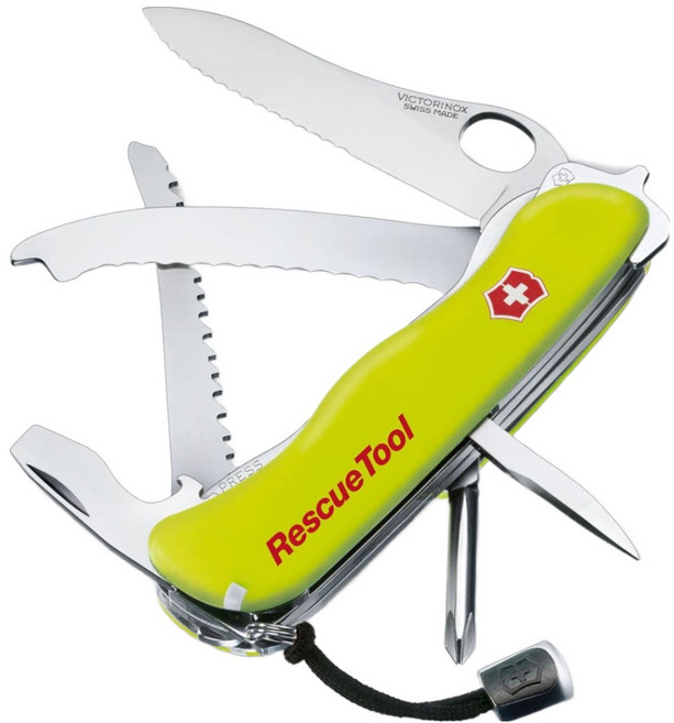 빅토리녹스 레스큐툴 라지 포켓 스위스 아미 나이프 형광 옐로우 111mm 0.8623.MWN, 1개