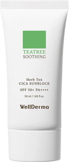 WellDerma 茶樹草本淨膚積雪草防曬乳 SPF50+ PA++++, 50ml, 1個