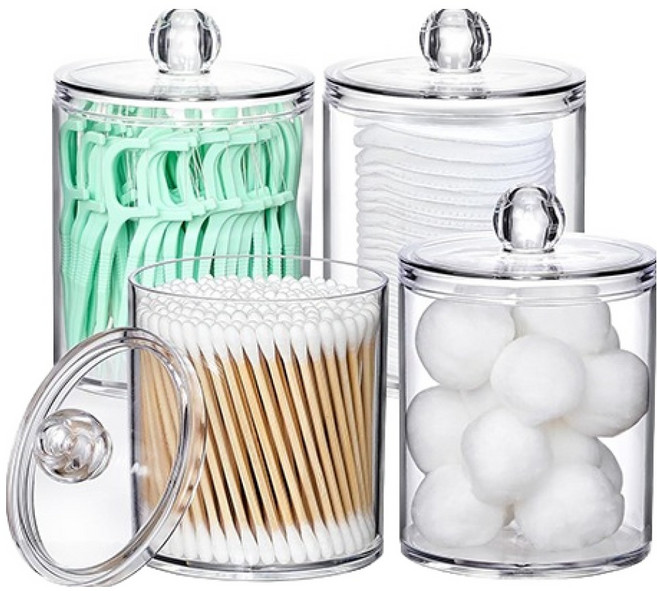 OON 다용도 원형 아크릴 케이스, 투명, 4개