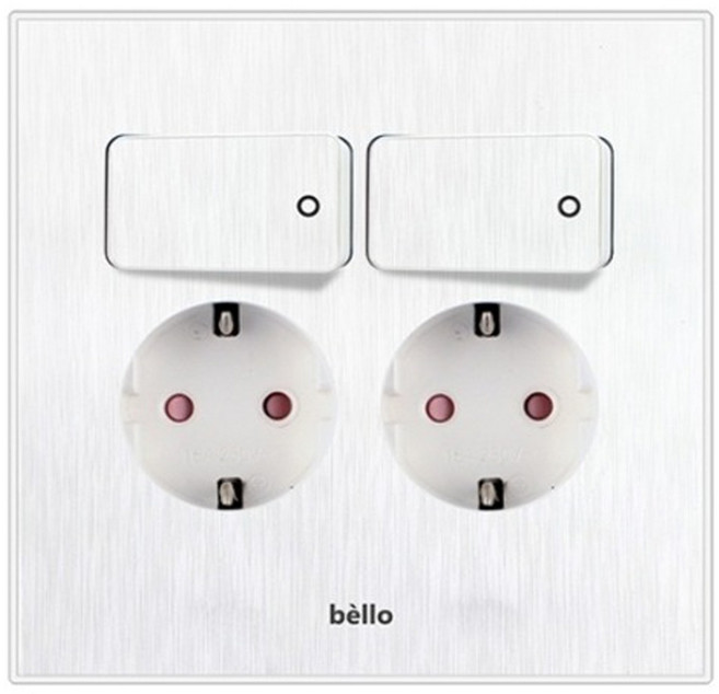위너스 벨로화이트 스위치부착 2구 콘센트, 1개