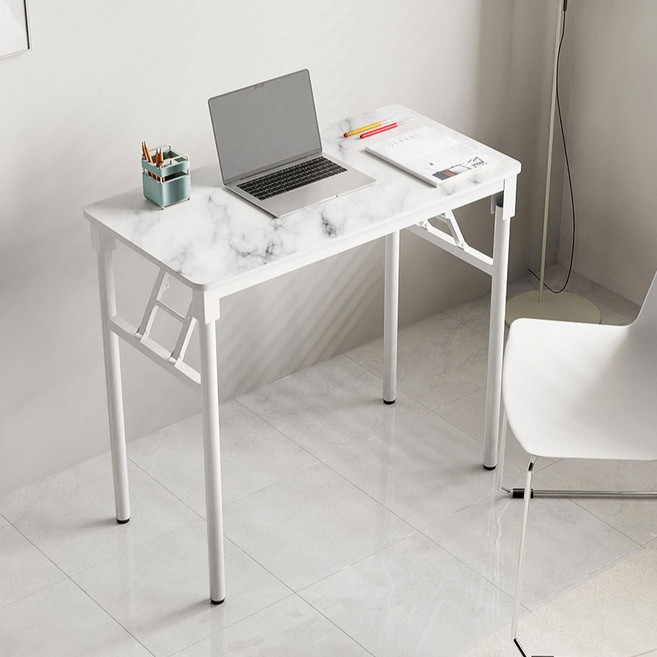 가구느낌 영접이식 책상, 마블화이트 화이트