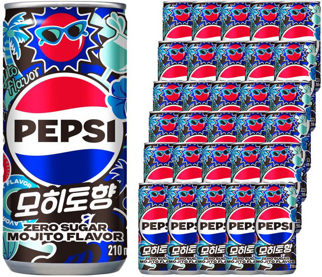 펩시 제로 슈거 모히토향, 210ml, 30개