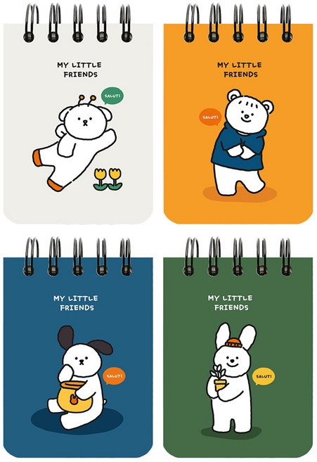 핑크풋 2000 꼬망 도톰한수첩 4종 120매, NAVY, GREEN, GRAY, YELLOW, 1세트