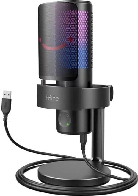 fifine USB專業級全指向電容式RGB 直播麥克風, 1個
