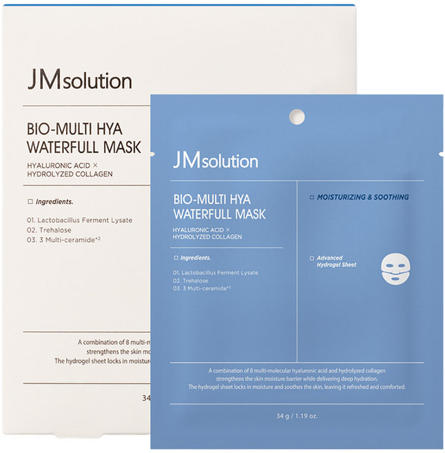 제이엠솔루션 바이오 멀티 히아 워터풀 마스크 팩 34g, 1개, 4개입