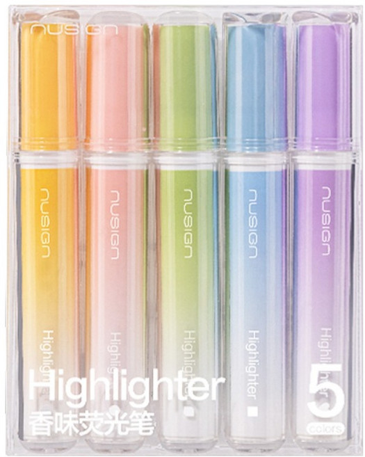 델리 누사인 점보 멀티펜촉 포켓형 형광펜 5종 세트, 혼합색상, 1세트
