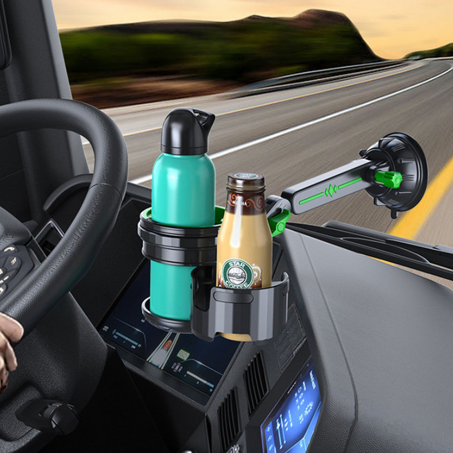 크로니클 자이언트암 흡착 2단 다관절 전체차량호환 컵홀더 L, 그린 포인트, 1개