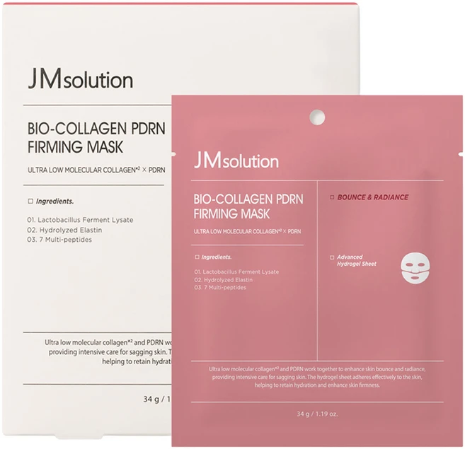 제이엠솔루션 바이오 콜라겐 PDRN 퍼밍 마스크 팩 34g, 4개입, 1개 - 쿠팡