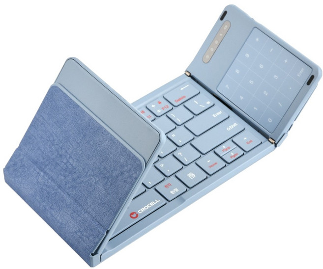 크로셀 블루투스 접이식 올인원 터치패드 숫자키패드 무선 키보드, 제조사축, C-Flip Hybrid Touch, 스카이블루