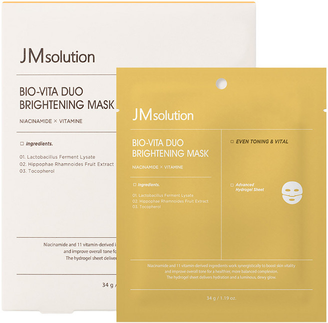제이엠솔루션 바이오 비타 듀오 브라이트닝 마스크 팩 34g, 1개, 4개입