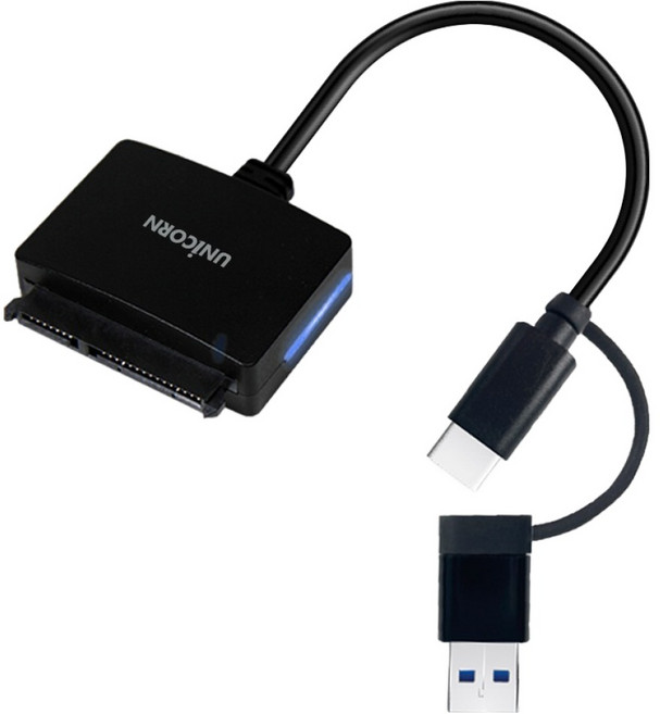 유니콘 2.5 HDD/SSD듀얼 컨버터 SATA 케이블 A+C타입 USB3.1, 1개, 170mm