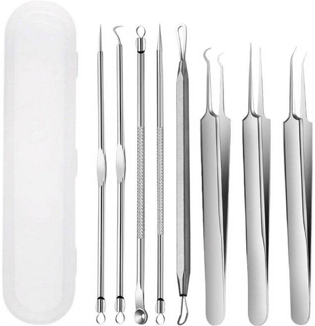 小麥購物 高精密不鏽鋼粉刺夾8件組 L339, 1個, 銀色