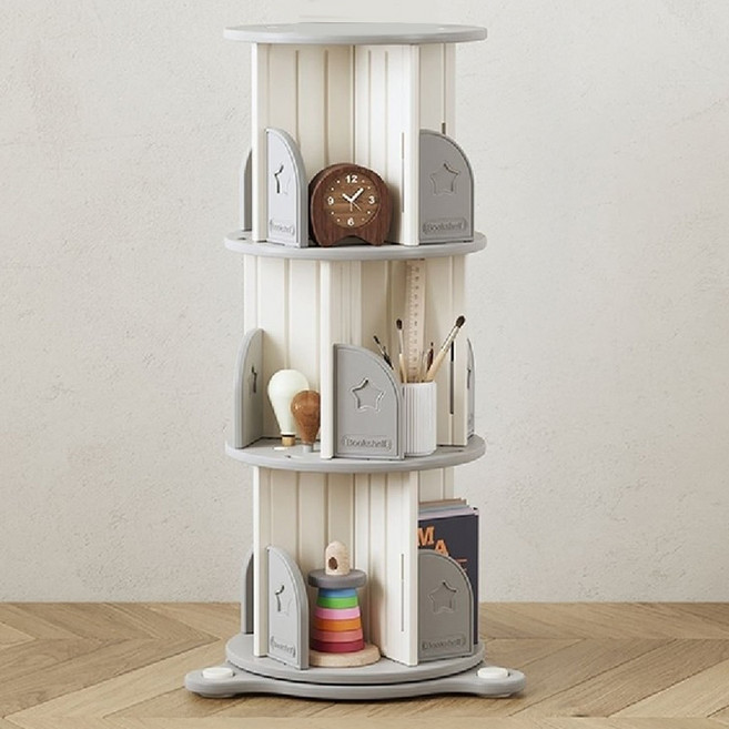 lilikoko 哩哩摳摳 旋轉書櫃, 灰色, 3層