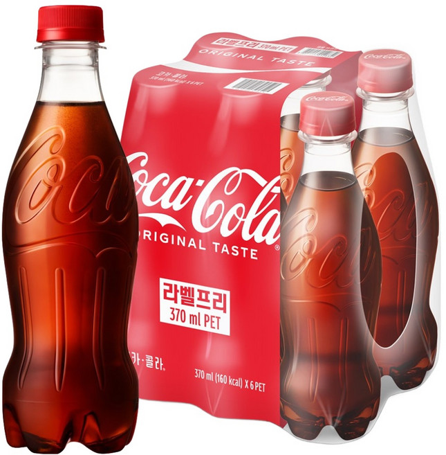 코카콜라 오리지널 무라벨, 370ml, 6개