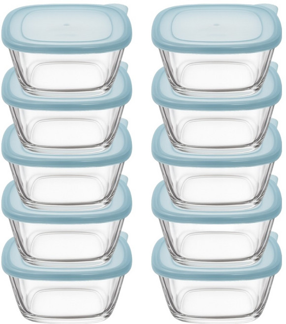 발룬피니 원터치 크리스탈 유리 밀폐용기, 10개, 350ml