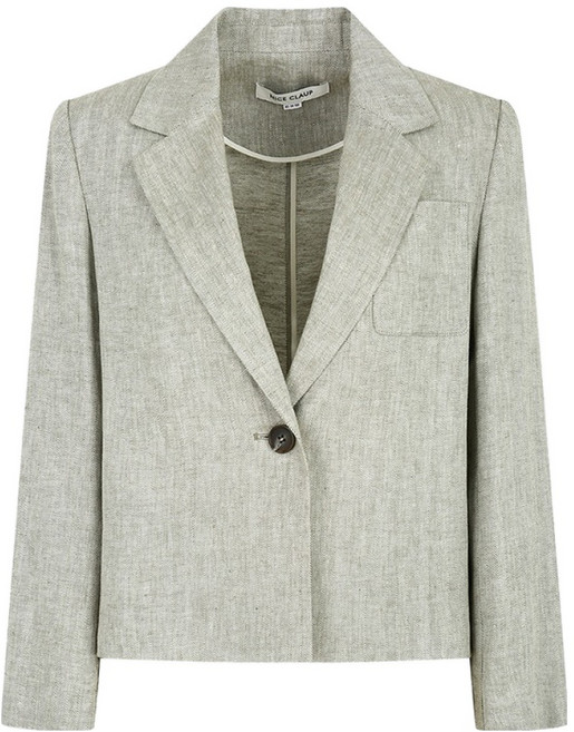 나이스클랍 여성용 원버튼 린넨 크롭 자켓