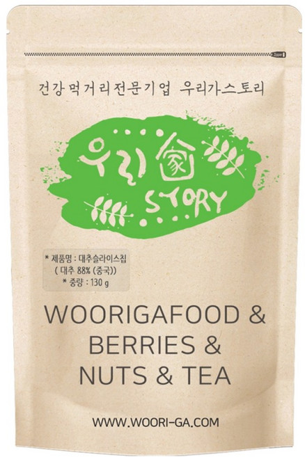 우리가스토리 대추 슬라이스칩, 1개, 130g