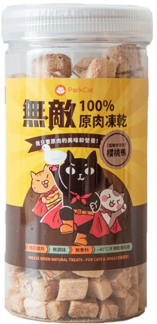 ParkCat 貓樂園 無敵100%原肉凍乾 低敏好消化, 櫻桃鴨, 80g, 1罐