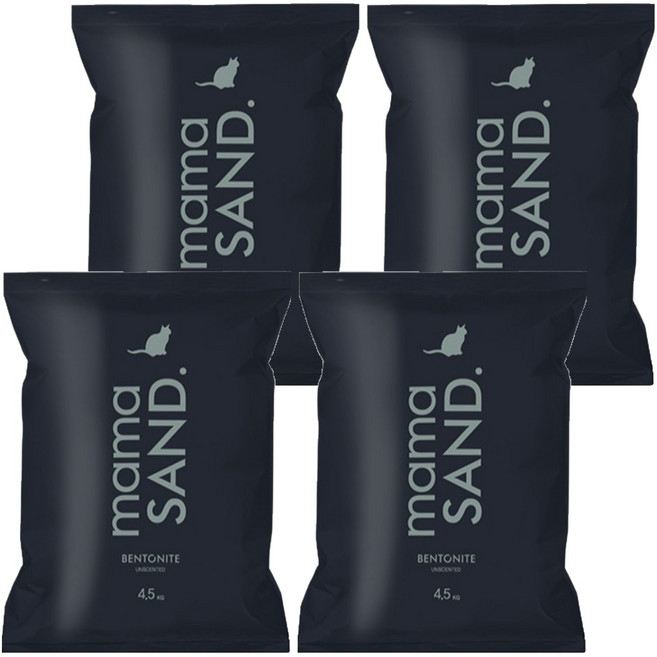 마마샌드 미국산 와이오밍 벤토나이트 고양이 모래, 4.5kg, 4개, 언센티드 무향