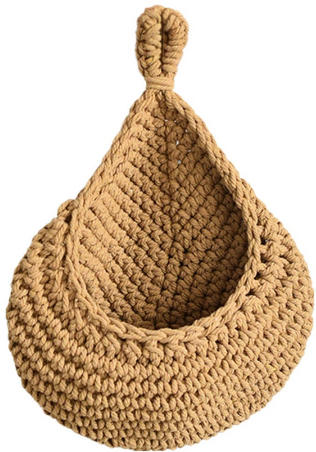 벽걸이 면로프 라탄 바구니, 브라운, 1개