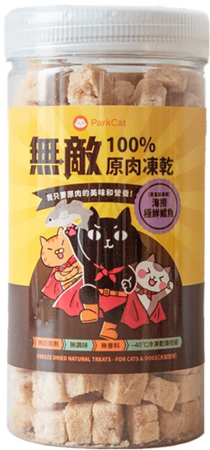 ParkCat 貓樂園 無敵100%原肉凍乾 豐富胺基酸, 海撈極鮮鱈魚, 80g, 1罐