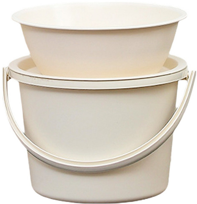 葉子小舖 帶蓋水桶加厚塑膠水盆 大, 米色, 1個