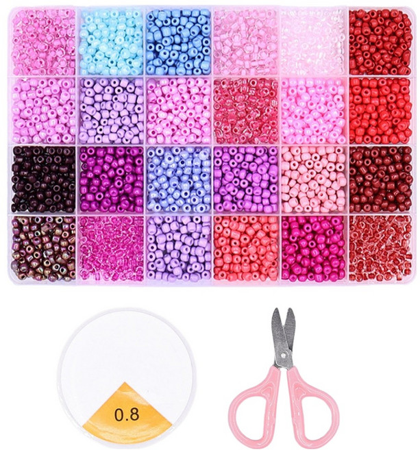 코히모 시드비즈 DIY 팔찌 반지 만들기 24색 세트 4mm 5W0422, A1, 1세트