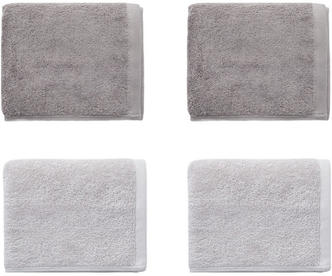 JAJU 도톰한 세면타월 34 X 75 cm 4P, 그레이, 라이트그레이, 1세트