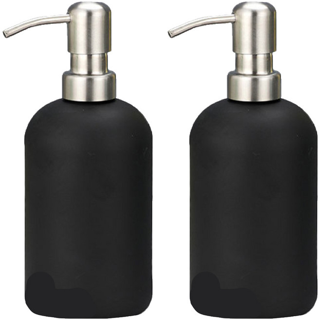 小麥購物 全黑玻璃按壓瓶 L359 400ml, 黑色, 2個