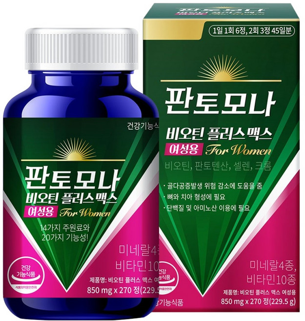 판토모나 여성용 비오틴 플러스 맥스 229.5g, 270정, 1개
