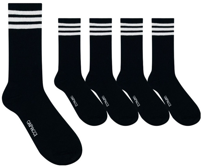 가파치 여성용 삼선 장목 스포츠 논쿠션 양말 5켤레, 블랙, 블랙, 블랙, 블랙, 블랙, 5개