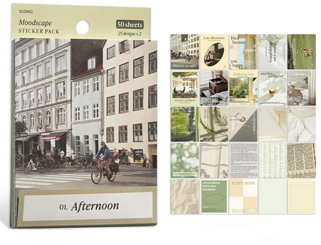 아이코닉 감성 배경 스티커팩, 애프터눈, 1개