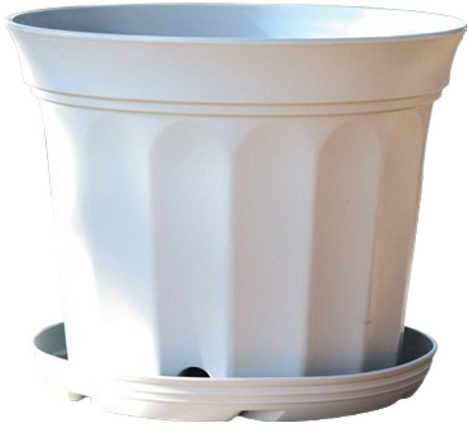 그린허그 흙내음 플라스틱 화분 + 받침 세트, 그레이, 1개