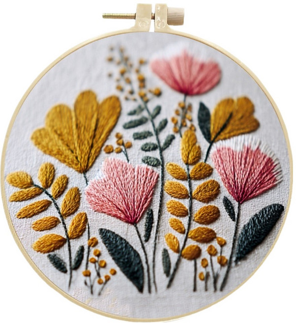 탑피아 픽앤홈 귀여운 프랑스자수 패키지, 핑크꽃, 1개