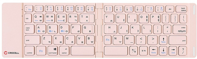 크로셀 C-Flip Pocket 저소음 블루투스 무선 접이식 키보드, 핑크, 제조사축