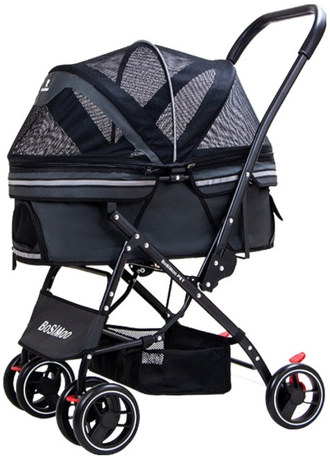 BOSIMAO 레드퍼피 반려동물 헤이민 유모차, 다크그레이, 1개