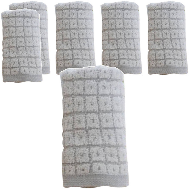 SHING LONG TEXTILE 台灣興隆毛巾 小方格銀竹炭方巾, 6條, 灰色