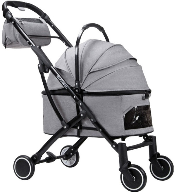 BOSIMAO 레드퍼피 반려동물 스카시 유모차, 그레이, 1개