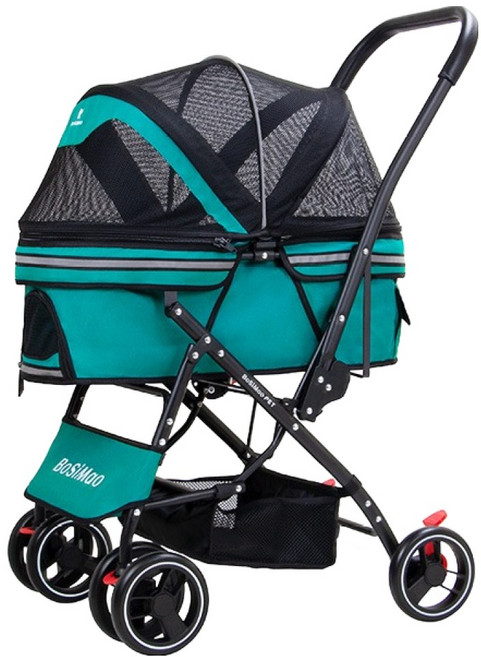 BOSIMAO 레드퍼피 반려동물 헤이민 유모차, 에메랄드그린, 1개