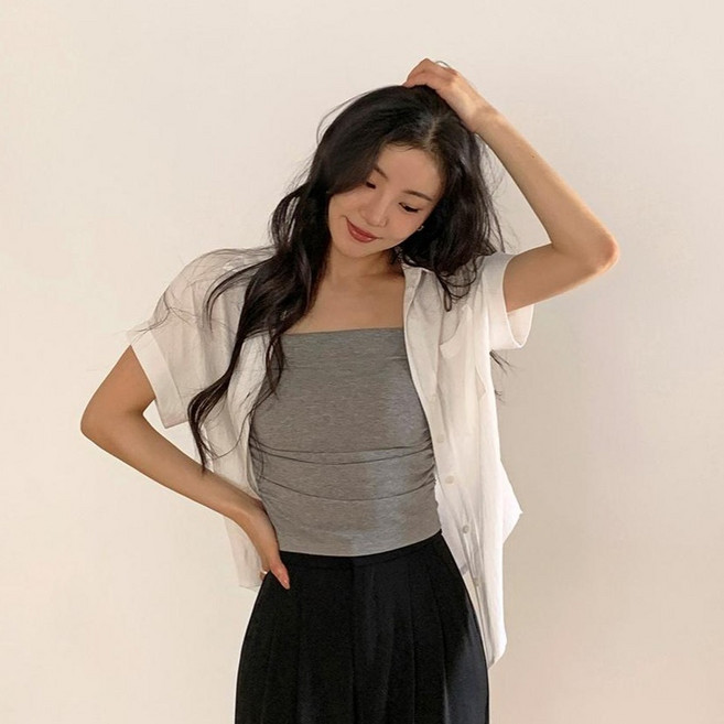 모어렌 여성용 엔퍼 롤업 카라 셔츠 블라우스 tnb0242