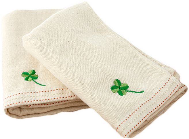 SHING LONG TEXTILE 台灣興隆毛巾 幸運草有機棉紗布童巾, 米白色, 2條