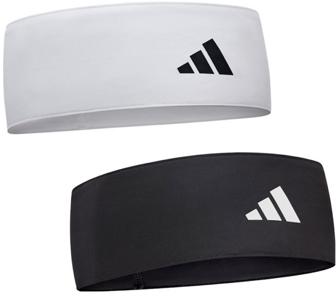 아디다스 트레이닝 헤어밴드 2종 세트, 화이트, 블랙, 1세트