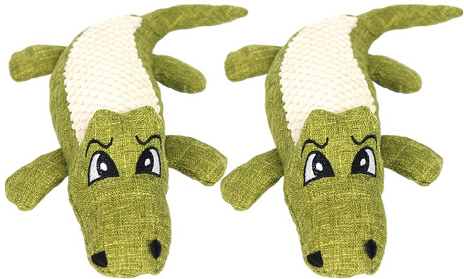 毛皇上 發聲毛絨鱷魚, 綠色, 2個