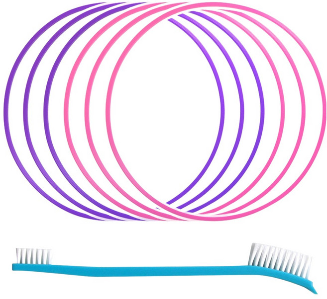깔끔왕 실리콘 식판뚜껑 고무패킹 교체키트 5mm 2종 + 세척솔 세트, 핑크, 보라, 1세트, 실리콘 6p + 세척솔